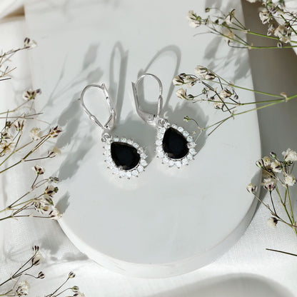 Certified 3.6 Carat Lab Grown Black Diamond Teardrop Dangle Earrings for Women