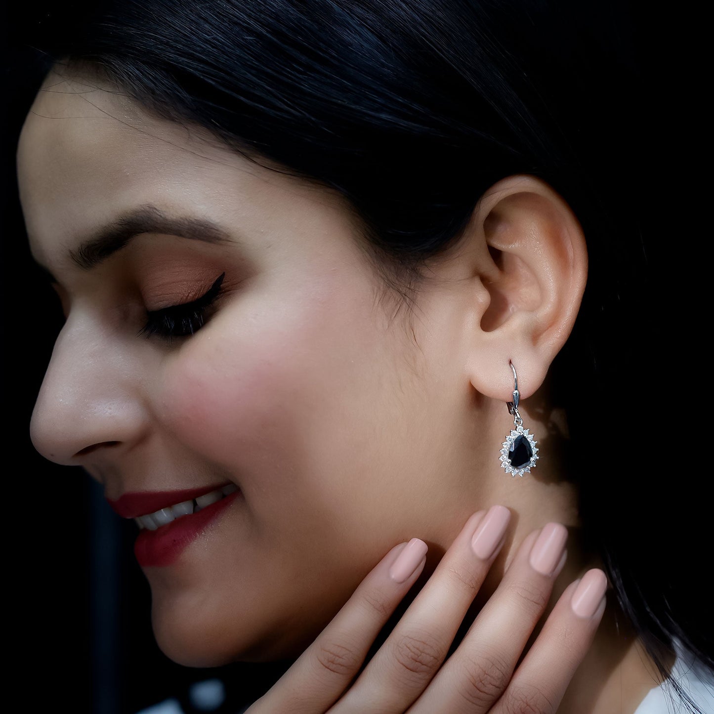 Certified 3.6 Carat Lab Grown Black Diamond Teardrop Dangle Earrings for Women