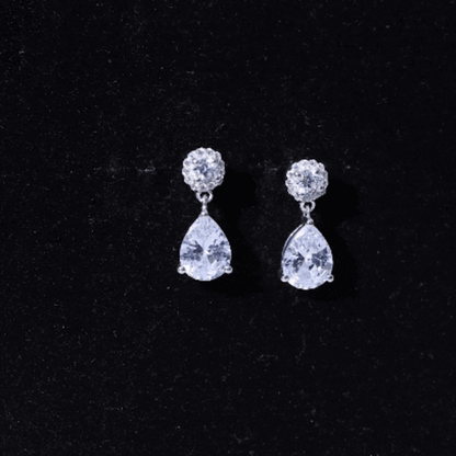 Certified 7X9 MM Zirconia Pear Drop Earrings for Wedding
