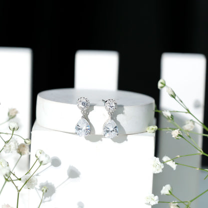 Certified 7X9 MM Zirconia Pear Drop Earrings for Wedding