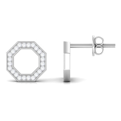 Certified Real Diamond Geometric Earrings with Screw Back
