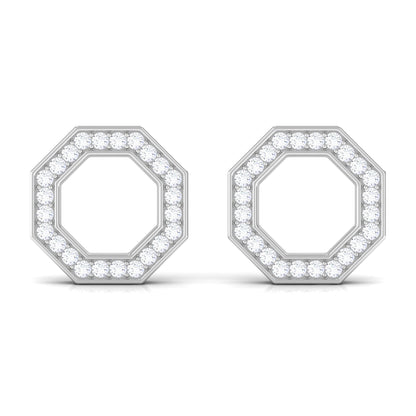 Certified Real Diamond Geometric Earrings with Screw Back