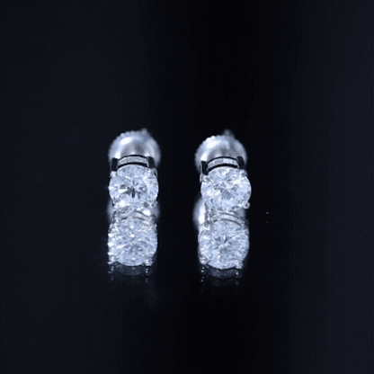 Solitaire 2 CT Lab Grown Diamond Stud Earrings with Screw Back