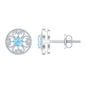 Natural Aquamarine Vintage Stud Earrings with Lab Diamond