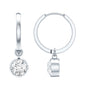 Bezel Set 2 Carat Round Moissanite Drop Hoop Earrings