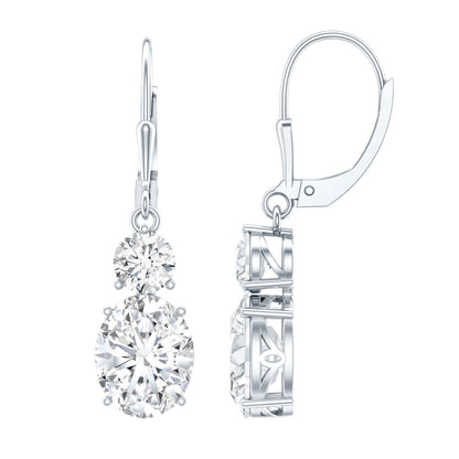 Certified Cubic Zirconia Hoop Drop Earrings with Lever Back