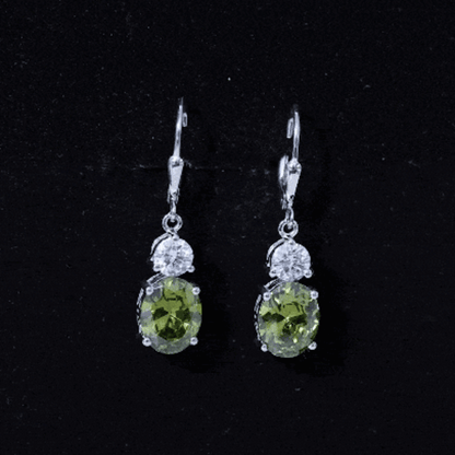 8 Carat Lab Grown Green Sapphire Drop Hoop Earrings with Certificate