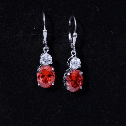 Certified 8 Carat Lab Grown Orange Sapphire Drop Earrings with Moissanite