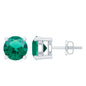 Certified Half Carat Lab Grown Emerald Stud Earrings in Sterling Silver
