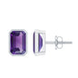 Bezel Set 1.2 Carat Amethyst Stud Earrings In Silver