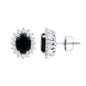Real 2 Carat Oval Black Onyx Stud Earrings with Moissanite Halo