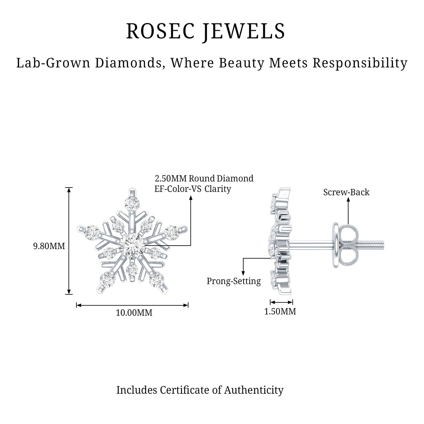 Lab Grown Diamond Icy Snowflake Earrings
