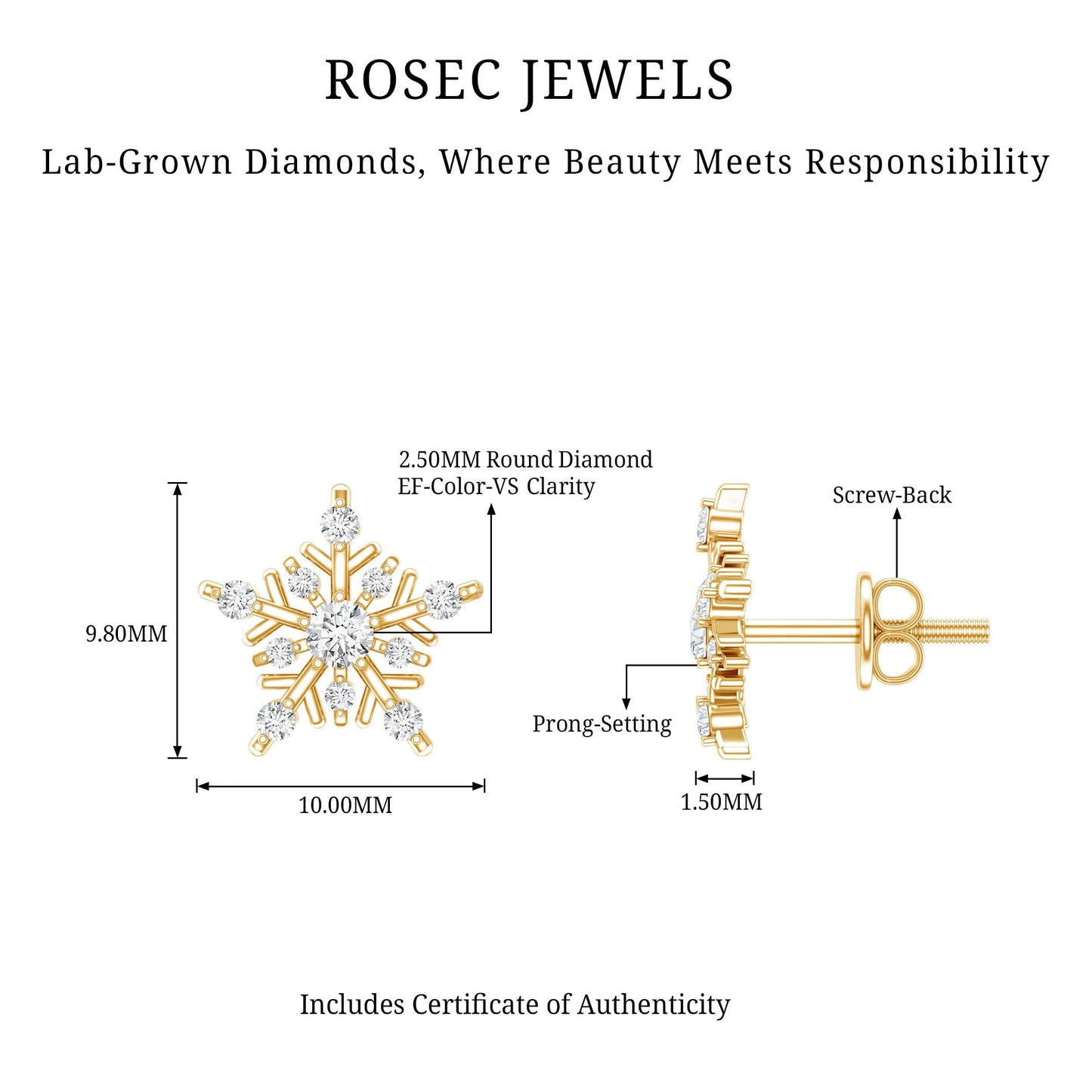 Lab Grown Diamond Icy Snowflake Earrings
