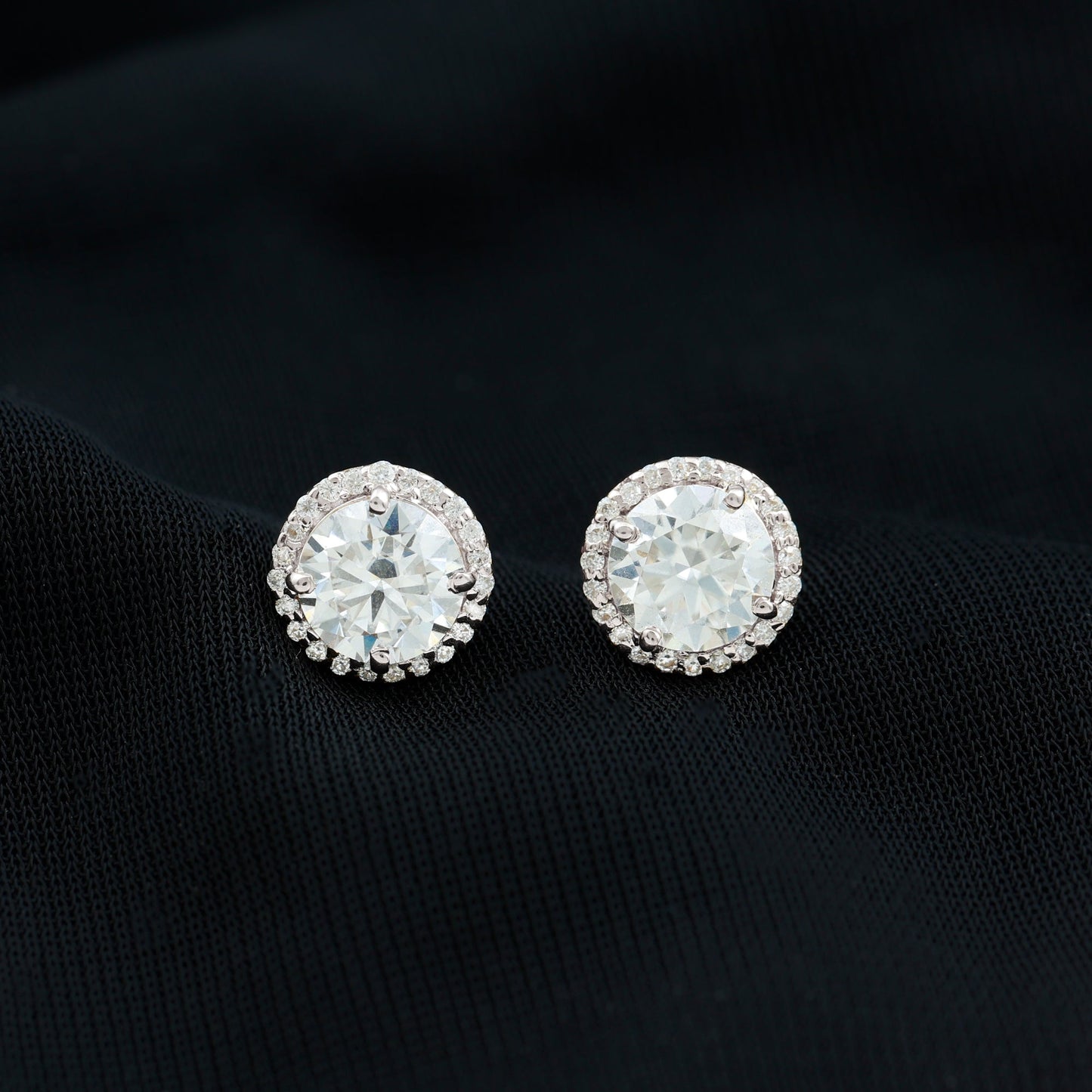 Round Halo Lab Grown Diamond Earring For Women