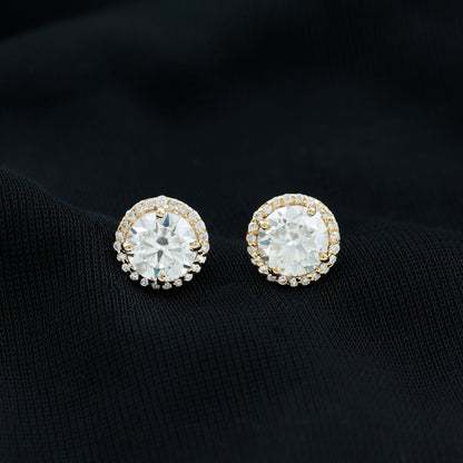 Round Halo Lab Grown Diamond Earring For Women