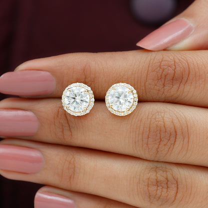 Round Halo Lab Grown Diamond Earring For Women
