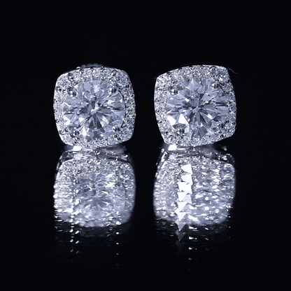 Certified Round Cut Lab Grown Diamond Halo Stud Earrings For Her