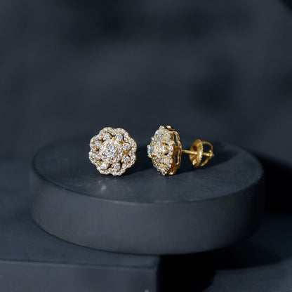 Certified Lab Grown Diamond Flower Bridal Stud Earrings