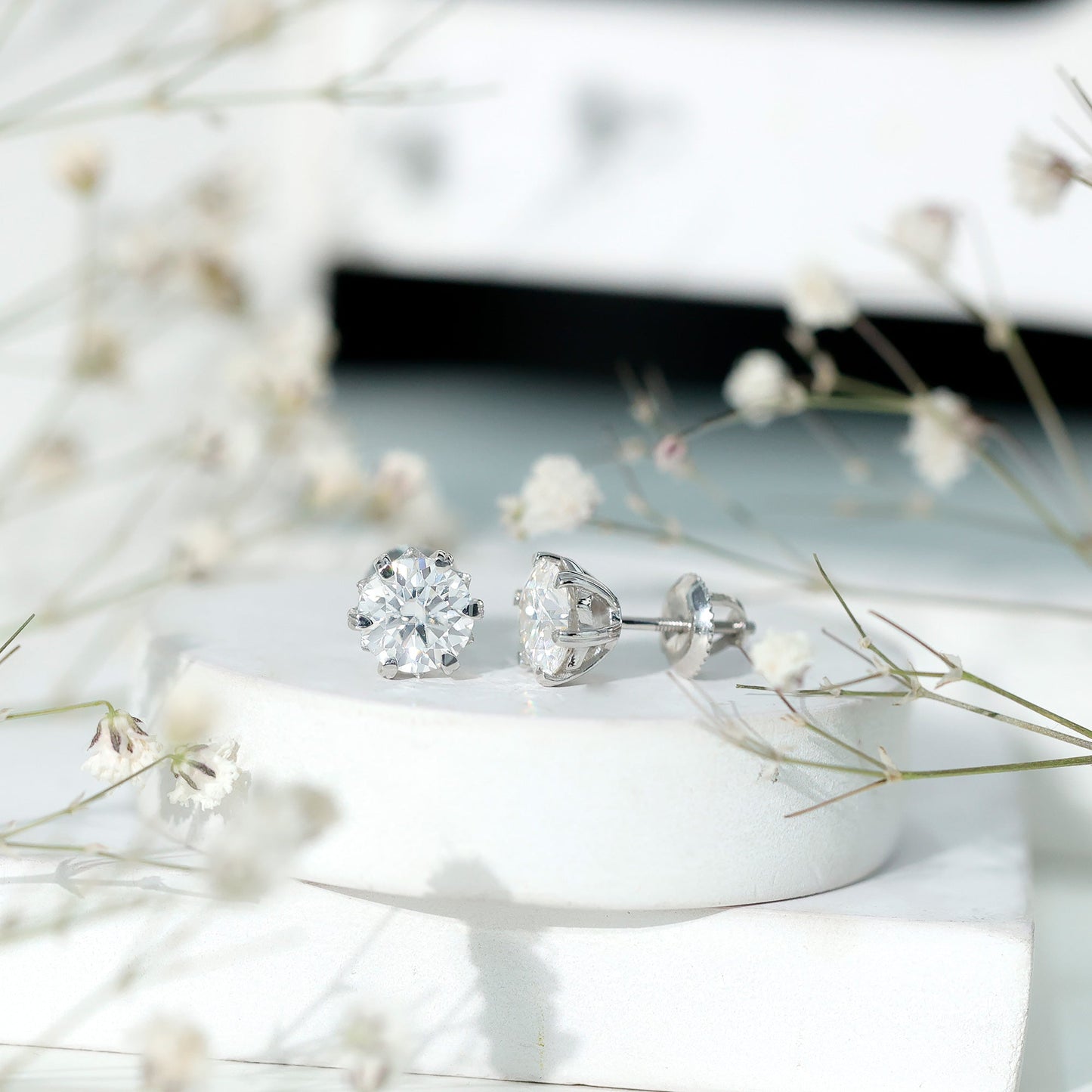 Certified 7 mm Lab Created Diamond 2 Carat Earrings