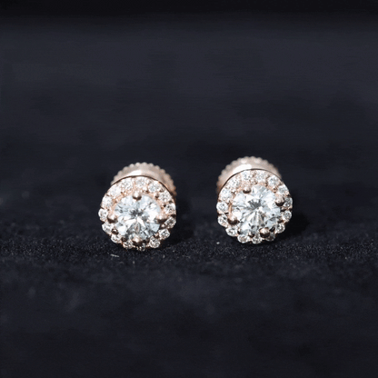 0.64 CTW Lab Grown Diamond Halo Stud Earrings (4mm, Screw Back)