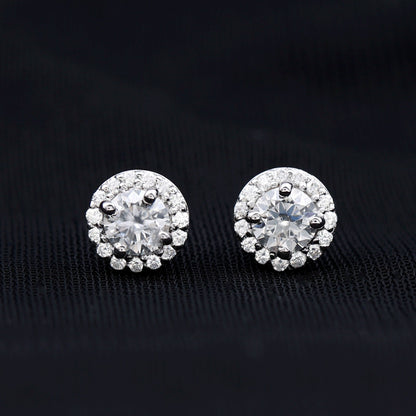 0.64 CTW Lab Grown Diamond Halo Stud Earrings (4mm, Screw Back)