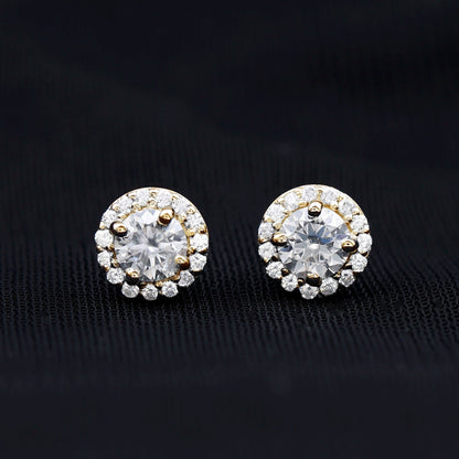 0.64 CTW Lab Grown Diamond Halo Stud Earrings (4mm, Screw Back)