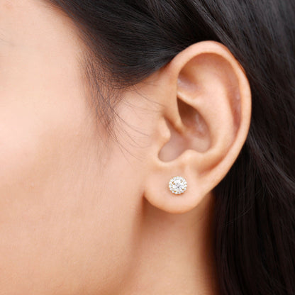 0.64 CTW Lab Grown Diamond Halo Stud Earrings (4mm, Screw Back)