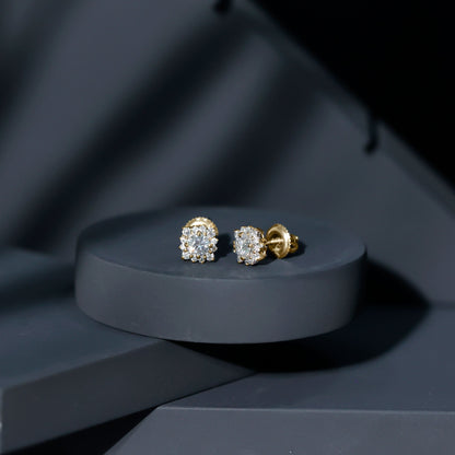 Certified Brilliant Cut Diamond Halo Stud Earrings