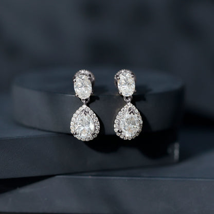 Dangling Lab Grown Diamond Bridal Earrings
