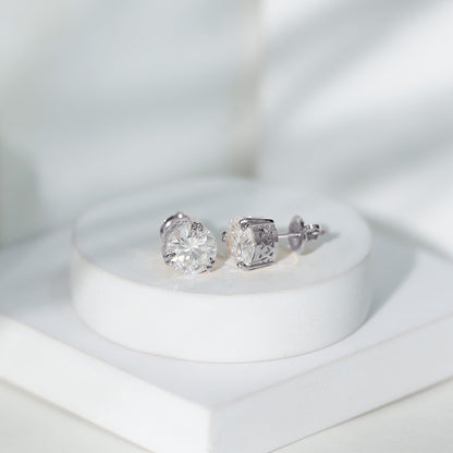 Certified 8mm Round Diamond Studs with Screw Back