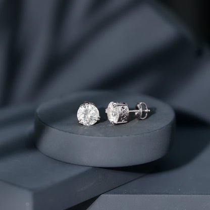 Certified 8mm Round Diamond Studs with Screw Back