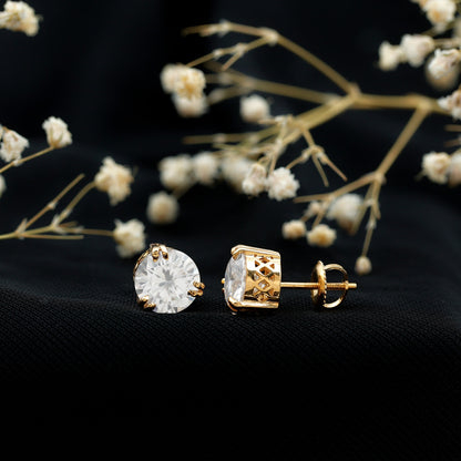 Certified 8mm Round Diamond Studs with Screw Back