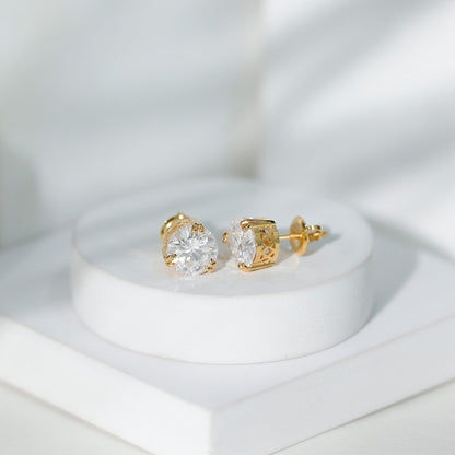Certified 8mm Round Diamond Studs with Screw Back