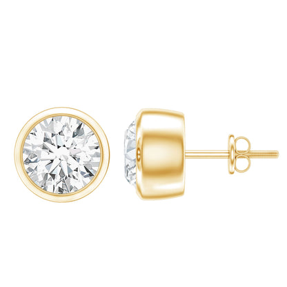 Bezel Set Lab Grown Diamond Solitaire Stud Earrings