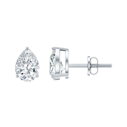 Certified 2 Carat Diamond Teardrop Earrings With Screw Back