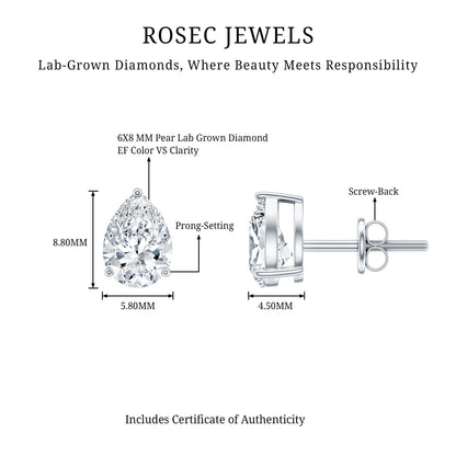 Certified 2 Carat Diamond Teardrop Earrings With Screw Back