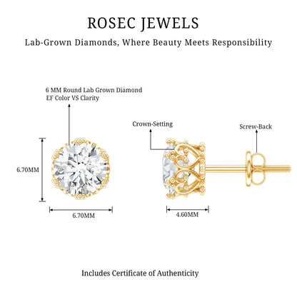 Certified Lab Created Diamond Crown Earrings for Women