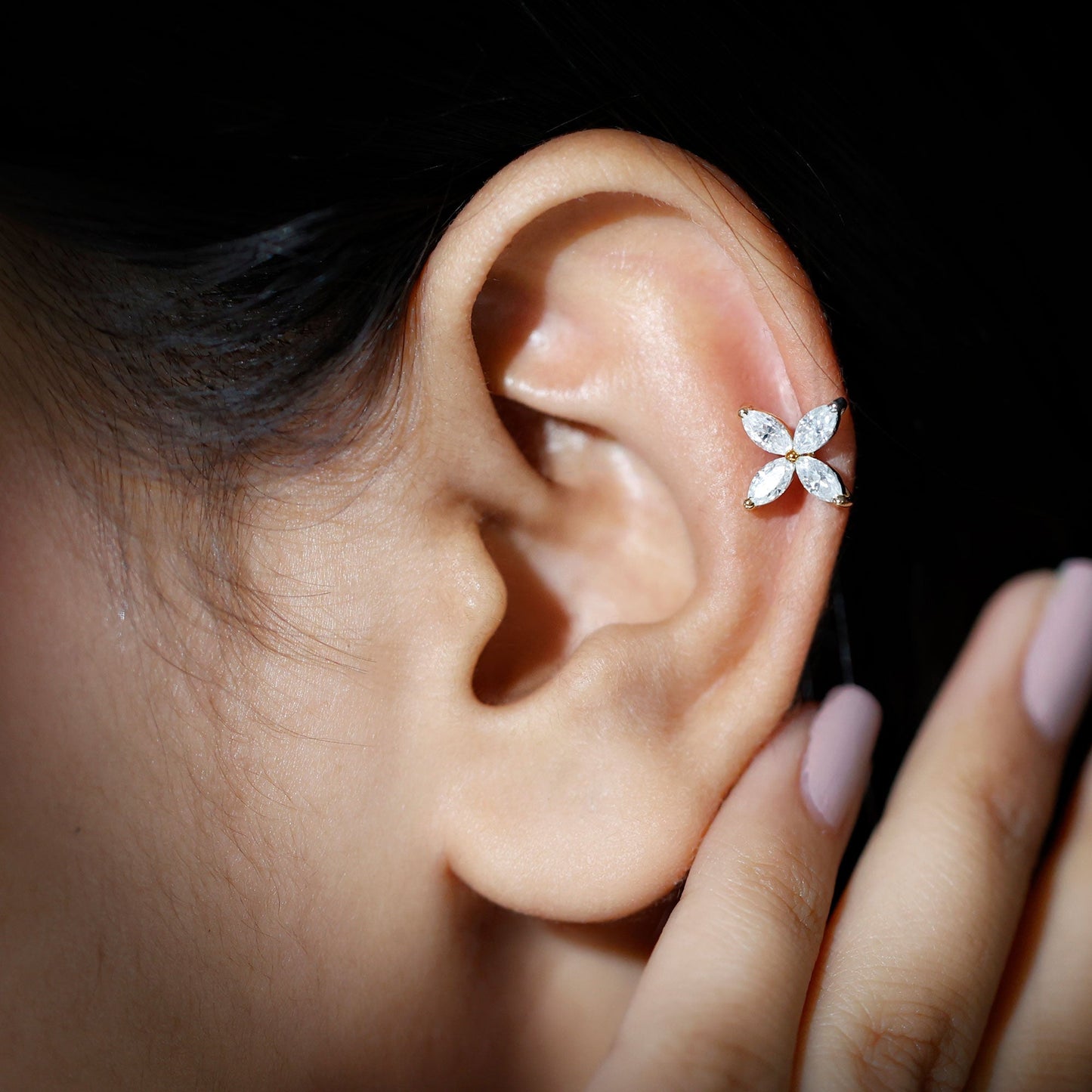 Certified Lab Grown Diamond Flower Earrings With Screw Back