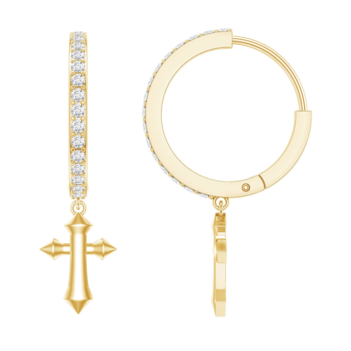 Lab Grown Diamond Holy Cross Hoop Drop Earrings For Women