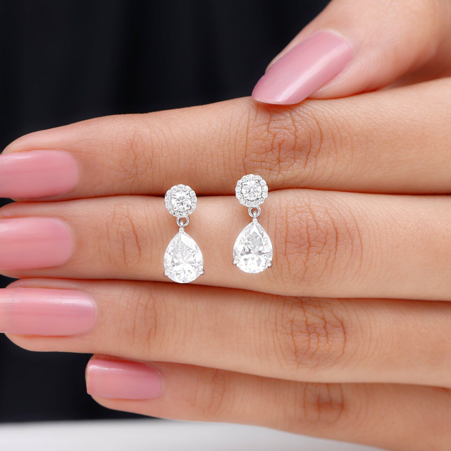 Certified Lab Grown Diamond Dangling Bridal Earrings