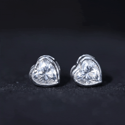 Certified Bezel Set 7mm Lab Grown Diamond Heart Earrings