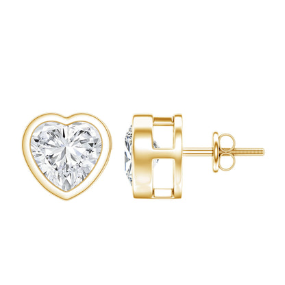 Certified Bezel Set 7mm Lab Grown Diamond Heart Earrings