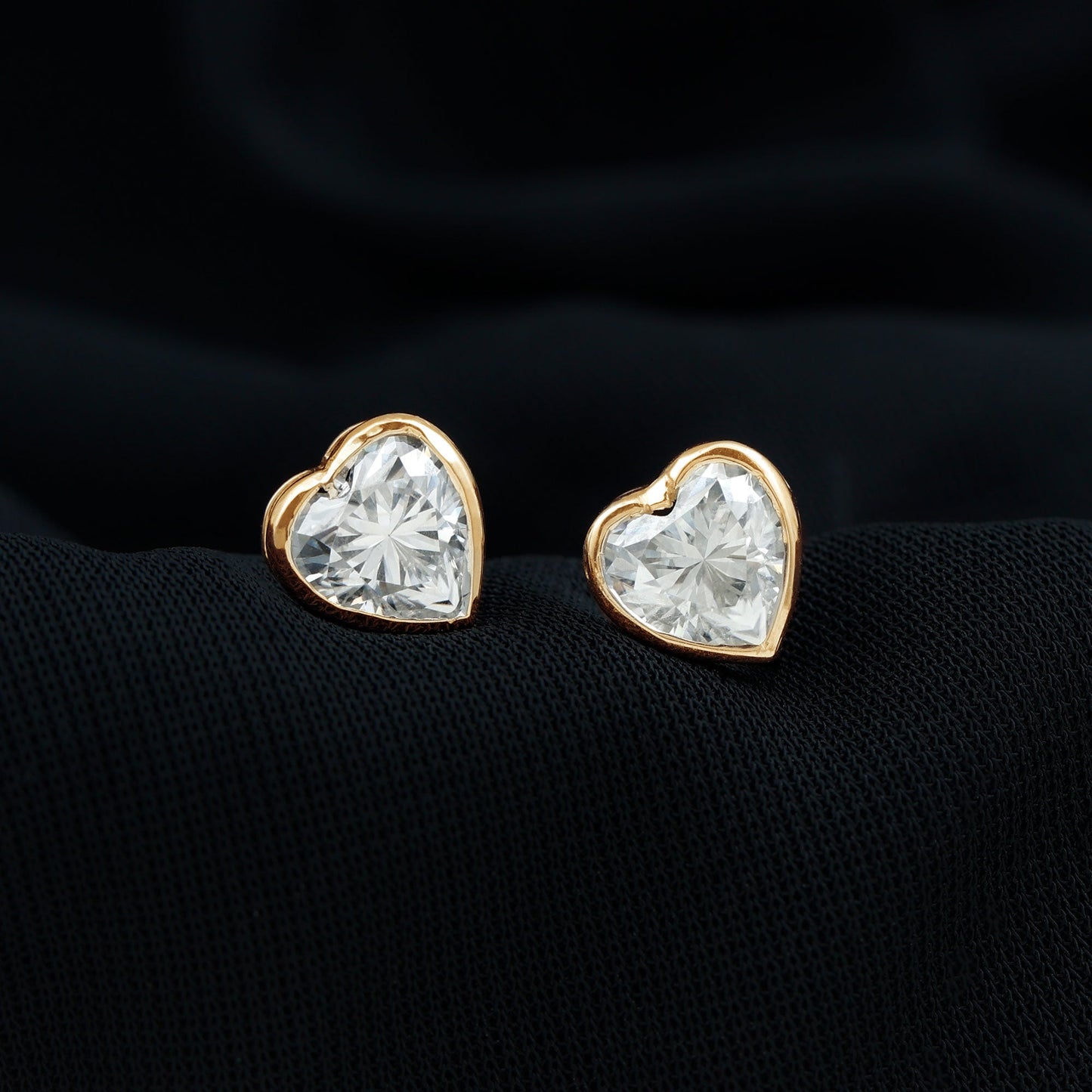 Certified Bezel Set 7mm Lab Grown Diamond Heart Earrings