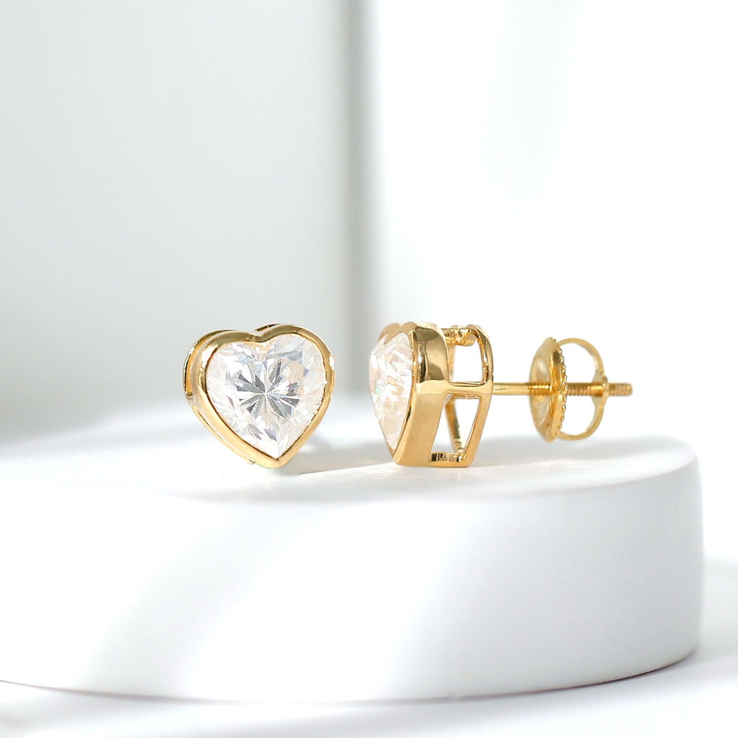 Certified Bezel Set 7mm Lab Grown Diamond Heart Earrings