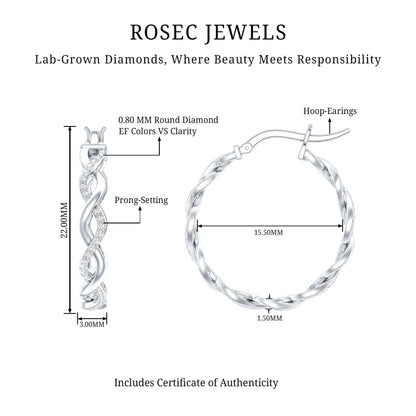 Certified Lab Created Diamond Hoops for Women