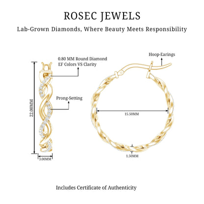 Certified Lab Created Diamond Hoops for Women