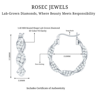 Certified Lab Grown Diamond Twisted Hoop Earrings for Women