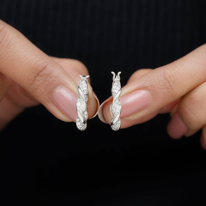 Certified Lab Grown Diamond Twisted Hoop Earrings for Women