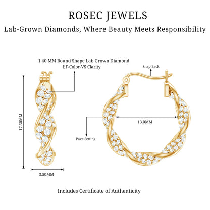 Certified Lab Grown Diamond Twisted Hoop Earrings for Women