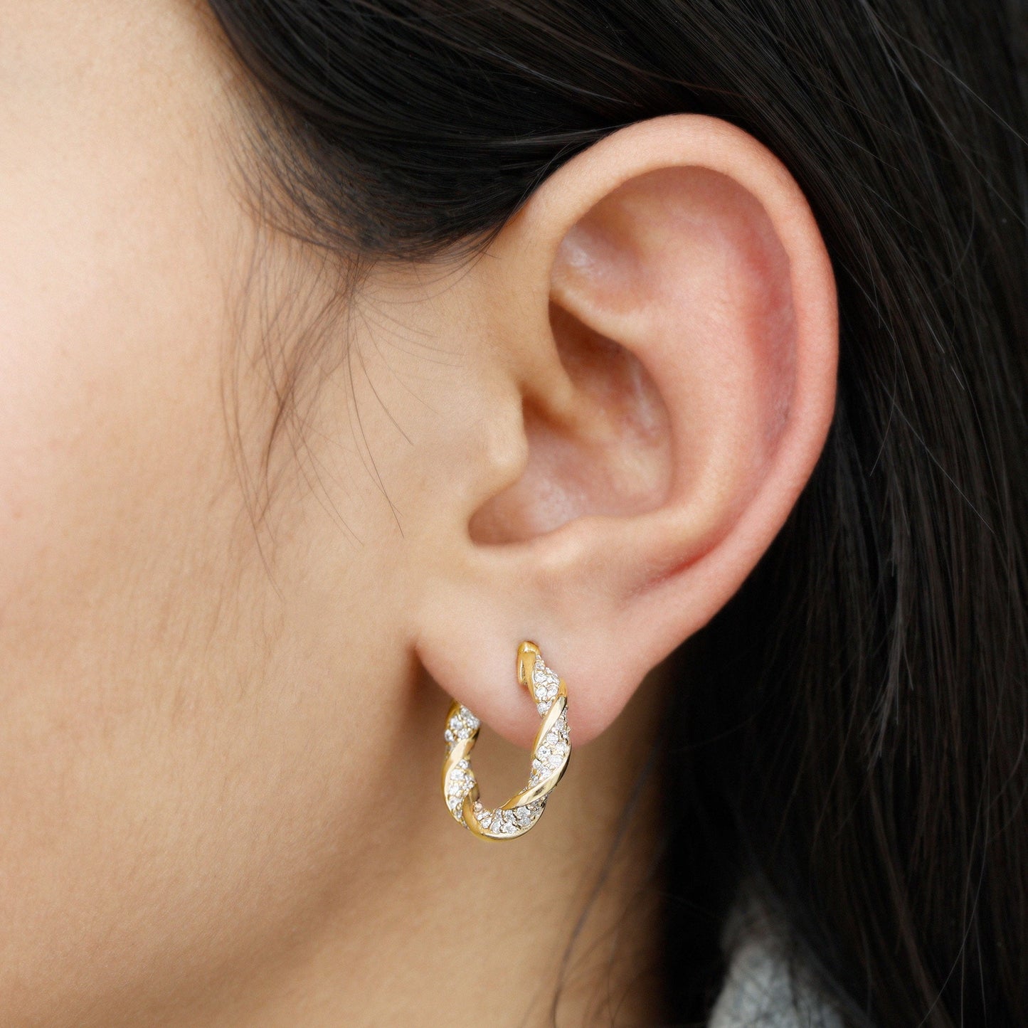 Certified Lab Grown Diamond Twisted Hoop Earrings for Women